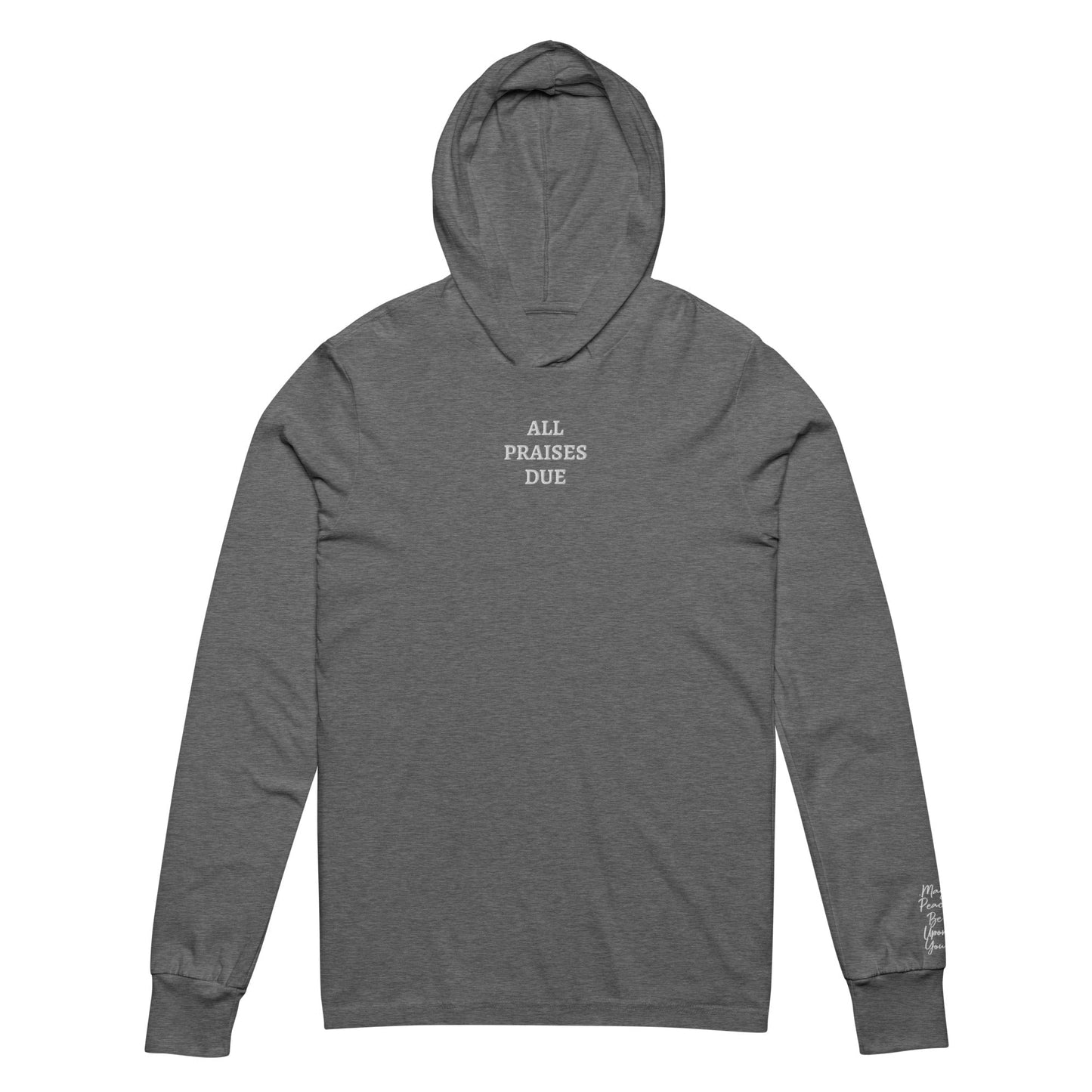 'All Praises Due' Hooded long-sleeve tee Supreme Athlete Grey Triblend XS