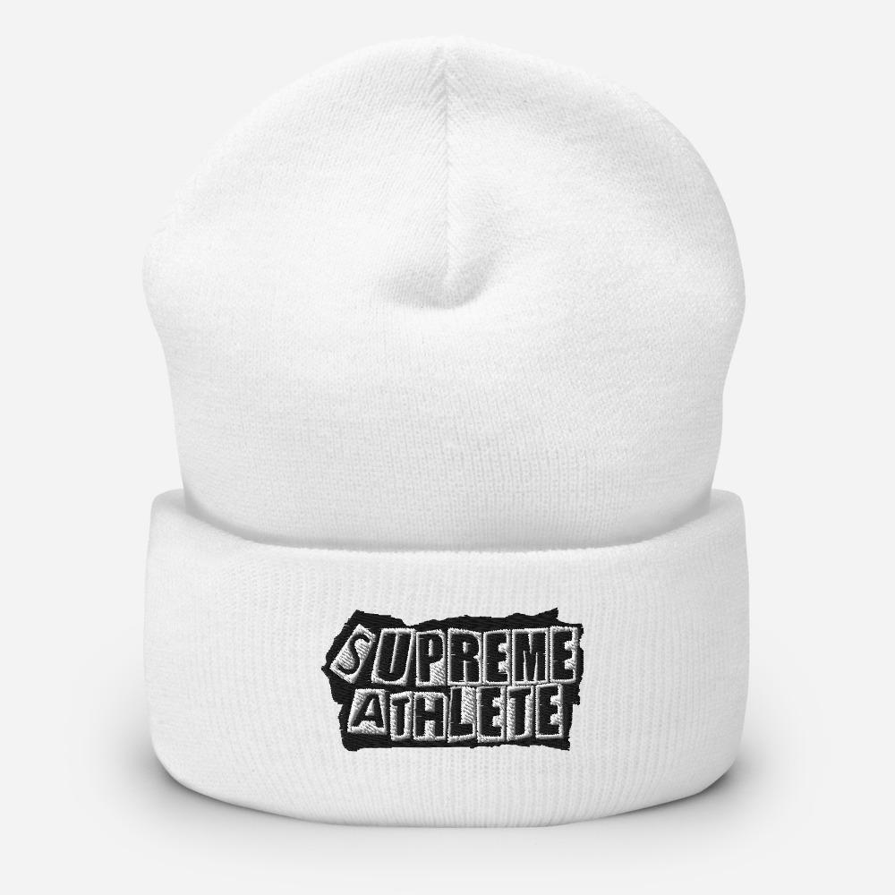 "Knowledge Your Cipher" Cuffed Beanie Supreme Athlete White