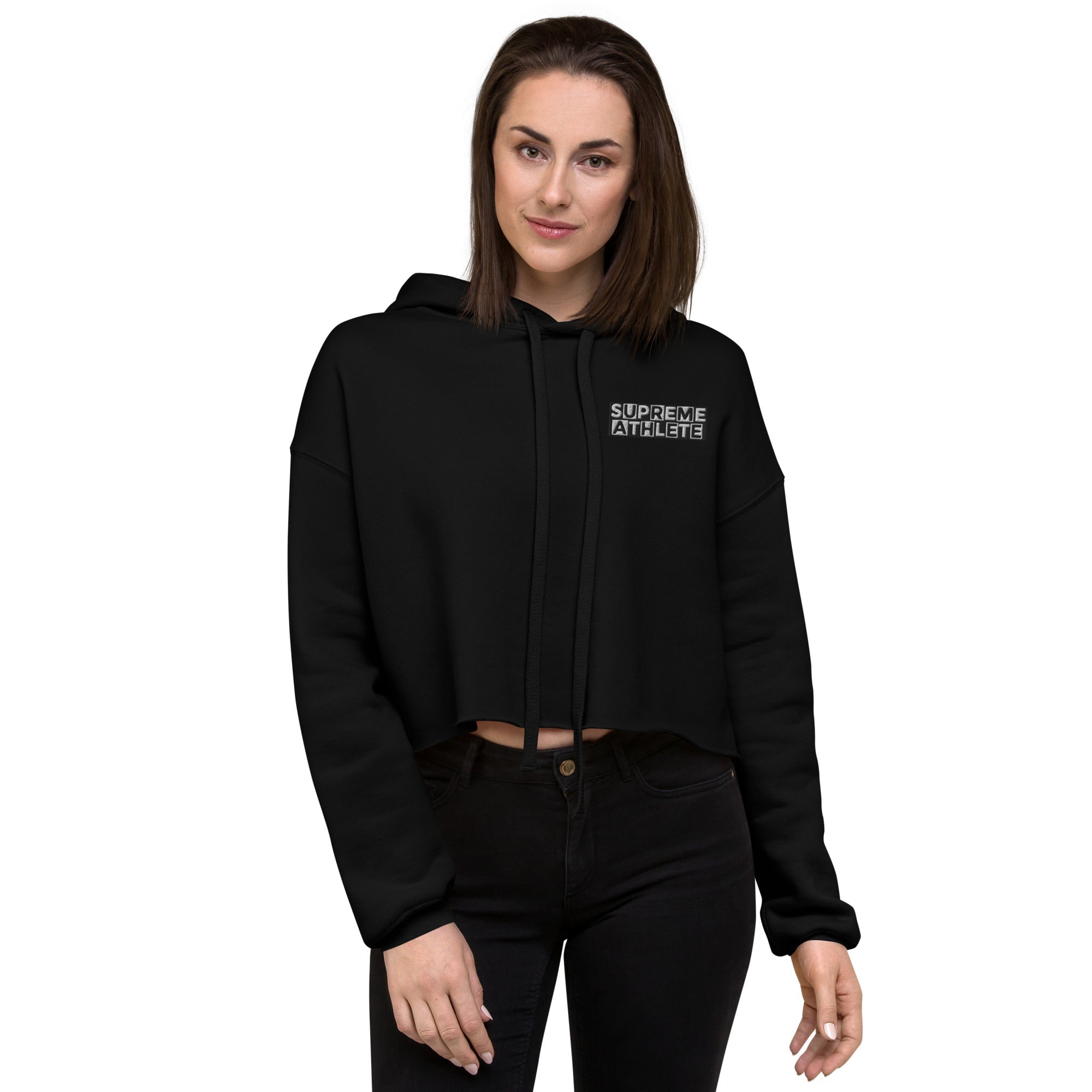 PEACE EARTH CROP TOP HOODIE Supreme Athlete Black S