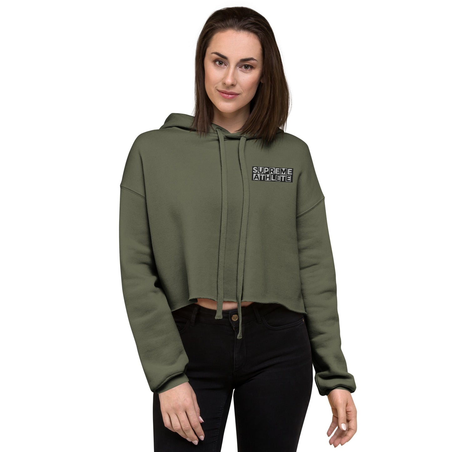 PEACE EARTH CROP TOP HOODIE Supreme Athlete Military Green S