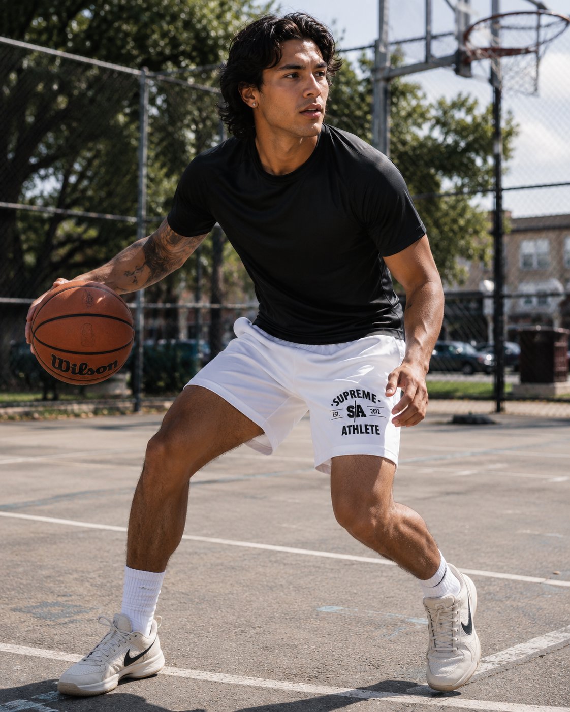 SUPREME FOUNDATION Unisex Athletic Shorts Supreme Athlete 